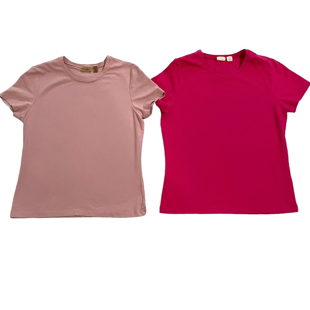 2 - Caslon Petite Medium T shirts - 1 Light Pink and 1 Bright Pink Stretchy